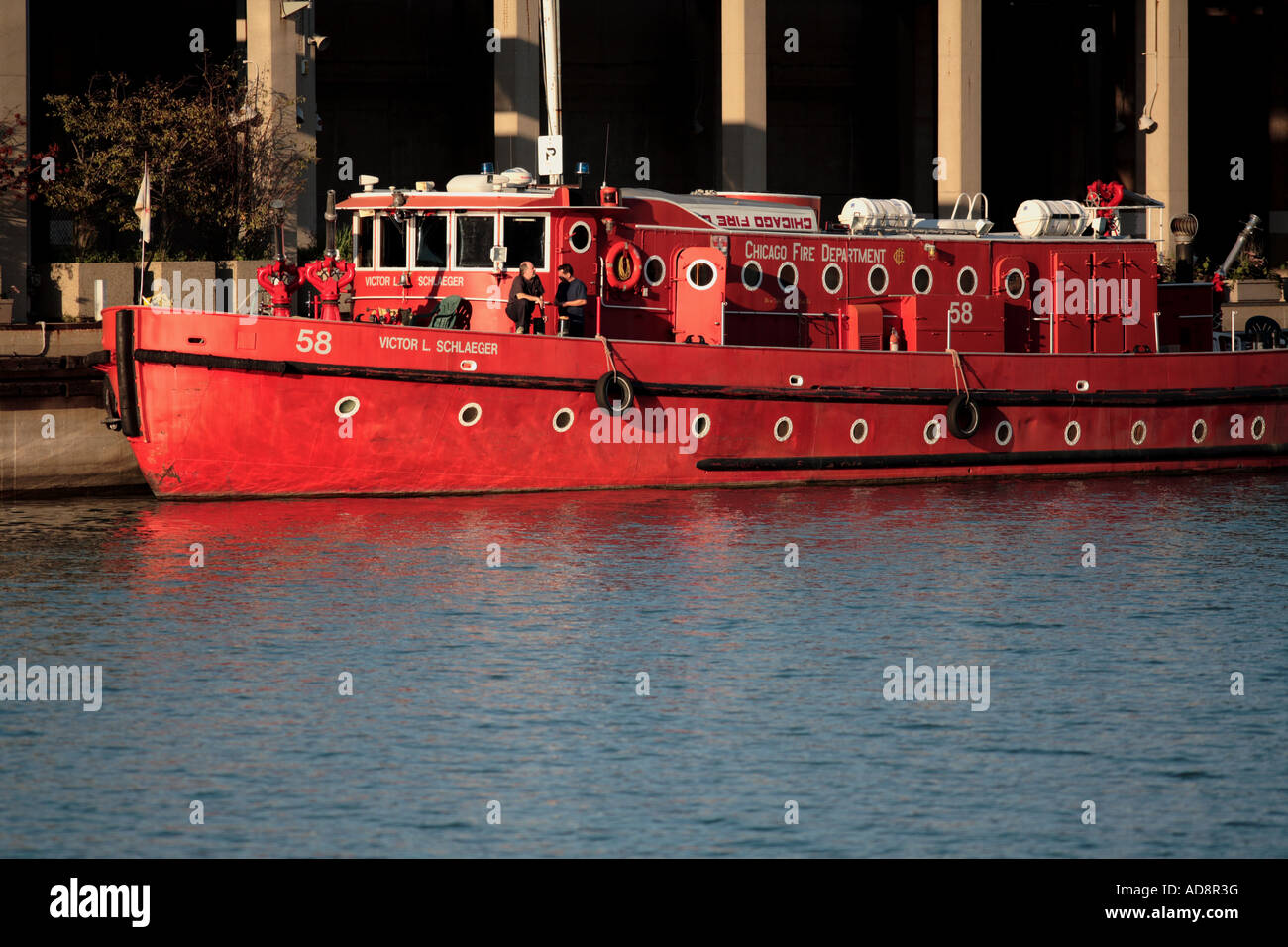chicago fire department boat at the pier chicago illinois Stock Photo