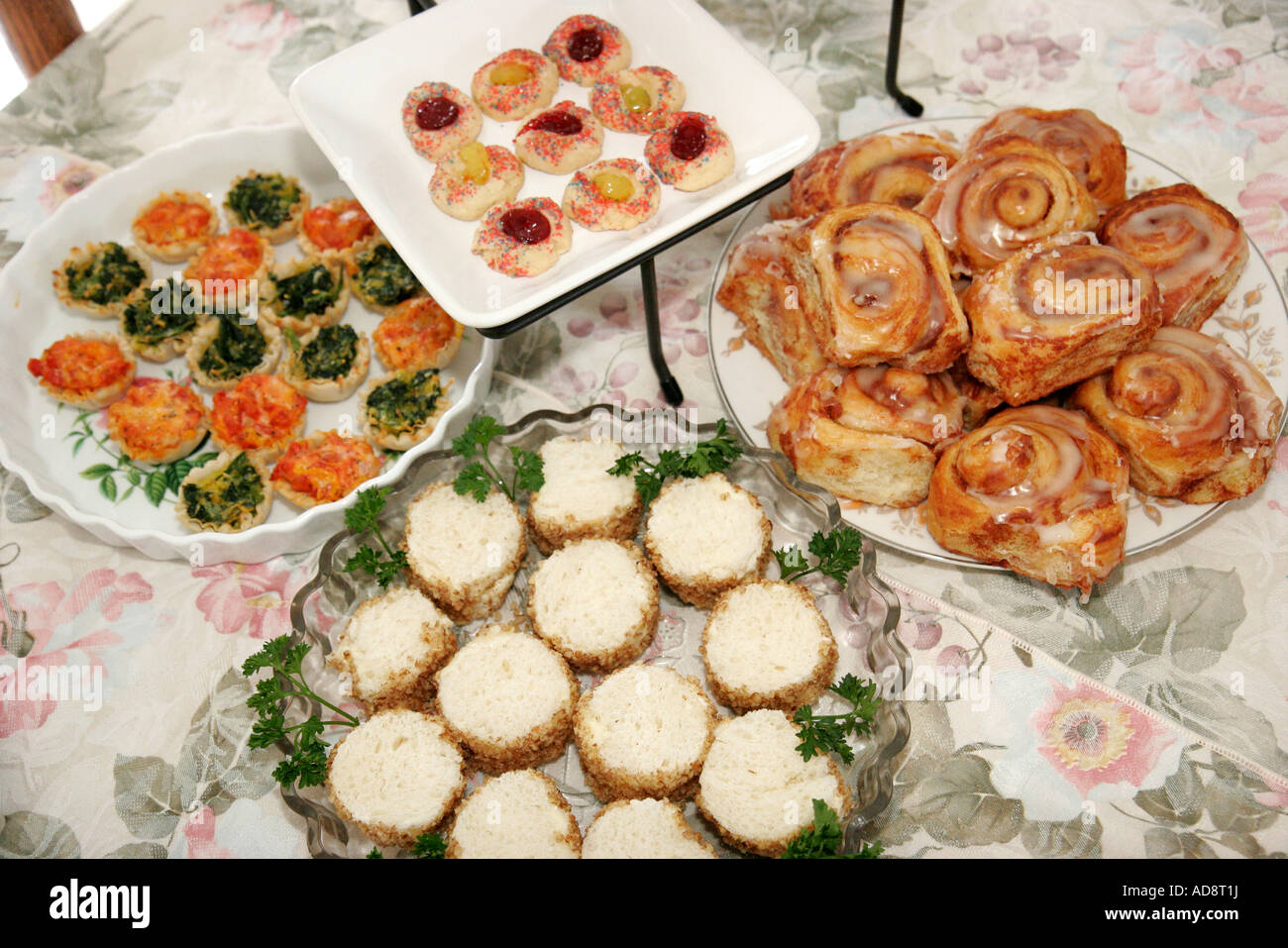 Virginia Loudoun County,Aldie,Little Apple Pastry shop,consumer,Tea Room,dessert,bakery,food,product products display sale,plate,dish,hor d'oeuvres,vi Stock Photo