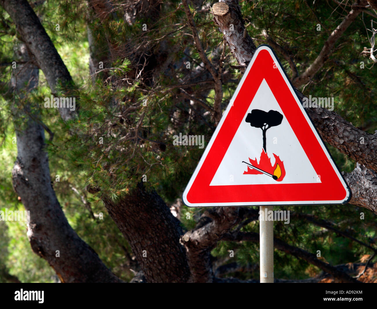 Fire Warning Hazard Sign. and. 