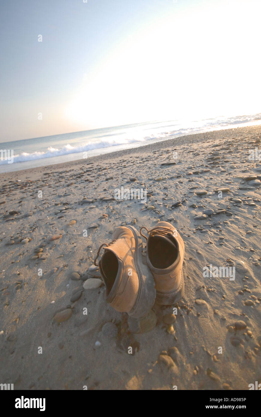 CRETE Shoes on the beach between Maleme and Gerani near Hania on Crete's  north-west coast Stock Photo - Alamy