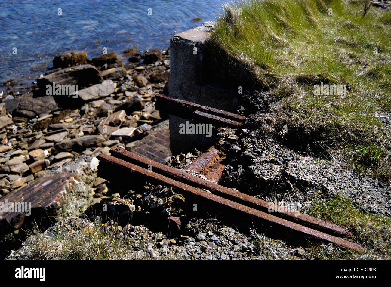 remains of military railway lyness naval base hoy orkney isles scotland Stock Photo
