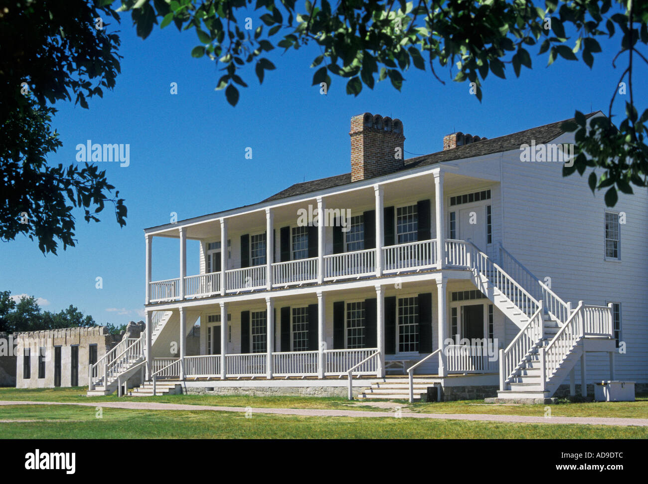 Fort Laramie National Historic Site Old Bedlam Bachelor Officers Quarters on the Oregon Trail in eastern Wyoming Stock Photo