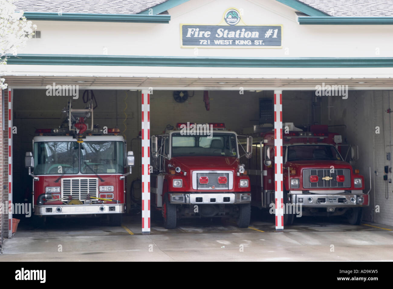 Fire trucks in Fire Station 1 in Boone North Carolina Stock Photo Alamy