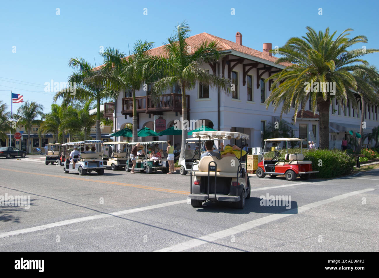 Golf carts used as local transportation in the Village of Boca Grande