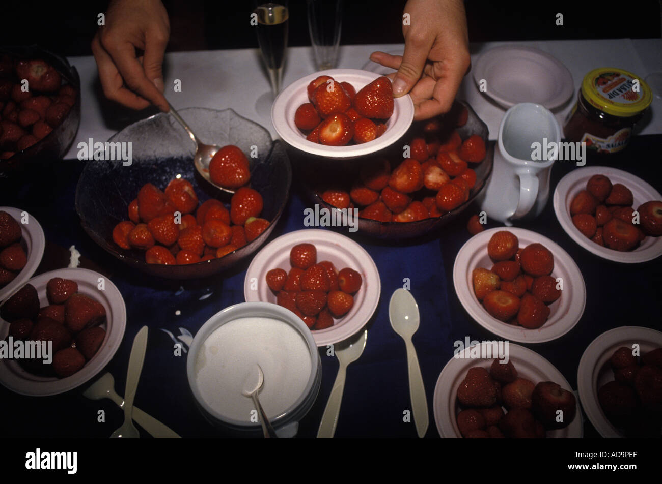 Strawberries and Cream Street Party Belgravia London SW1 England Stock