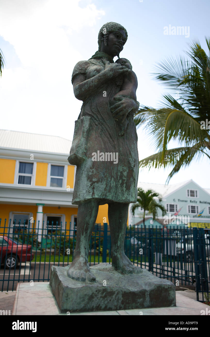 Bahamian Woman Statue, Rawson Square, Near Bay Street, Nassau, New Providence, Bahamas. Stock Photo