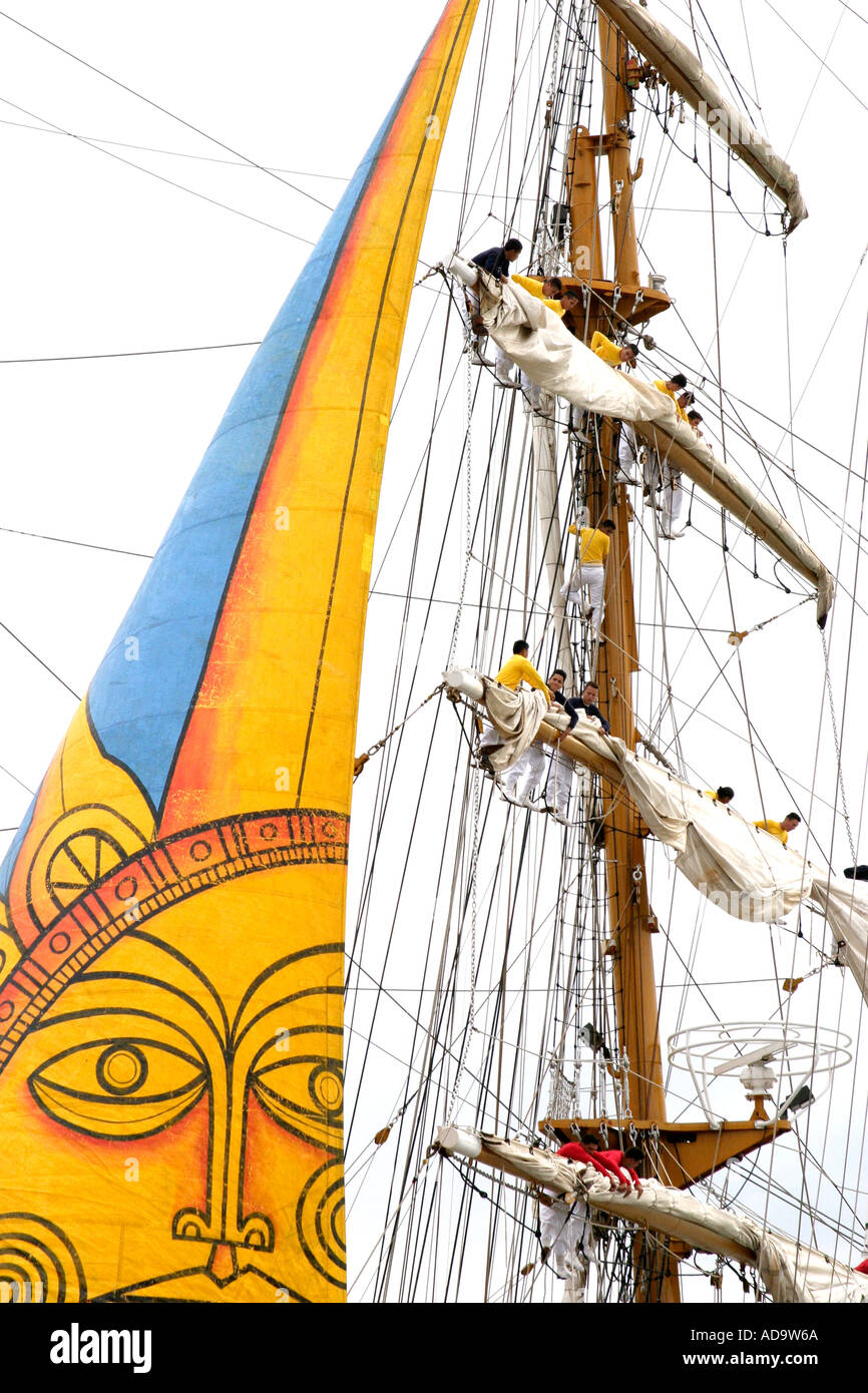 Rigging the sails stock photo alamy