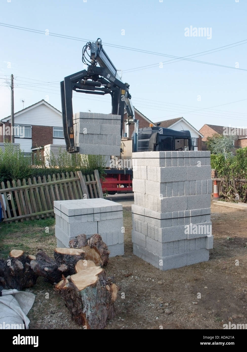 Mechanical unloading lorry load concrete hires stock photography and