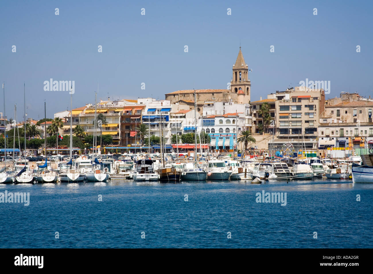 The harbour and town of Palamos on the Costa Brava in Spain Stock Photo