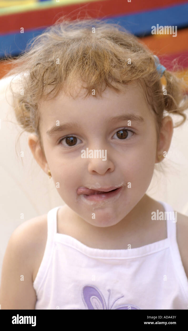 child with dirty mouth Stock Photo