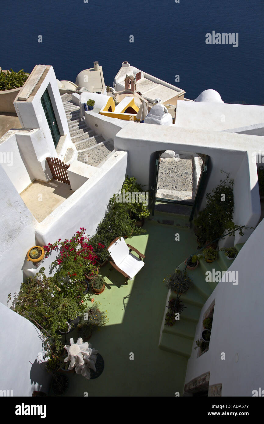 patio of a house, Greece, Santorin, Oia Stock Photo