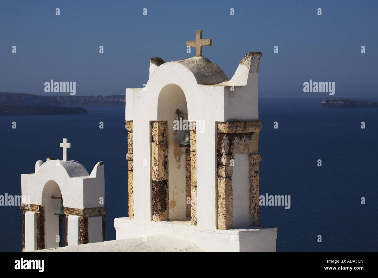 belltowers, Greece, Santorin, Oia Stock Photo