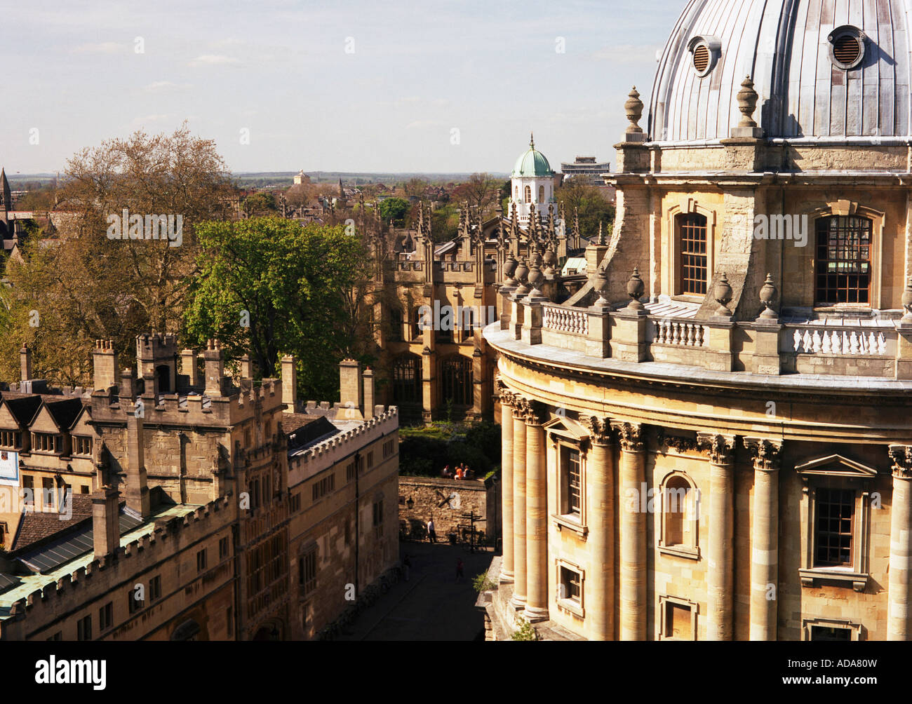 View of Radcliffe Camera (right) and Brasenose College, University of Oxford (left) Stock Photo