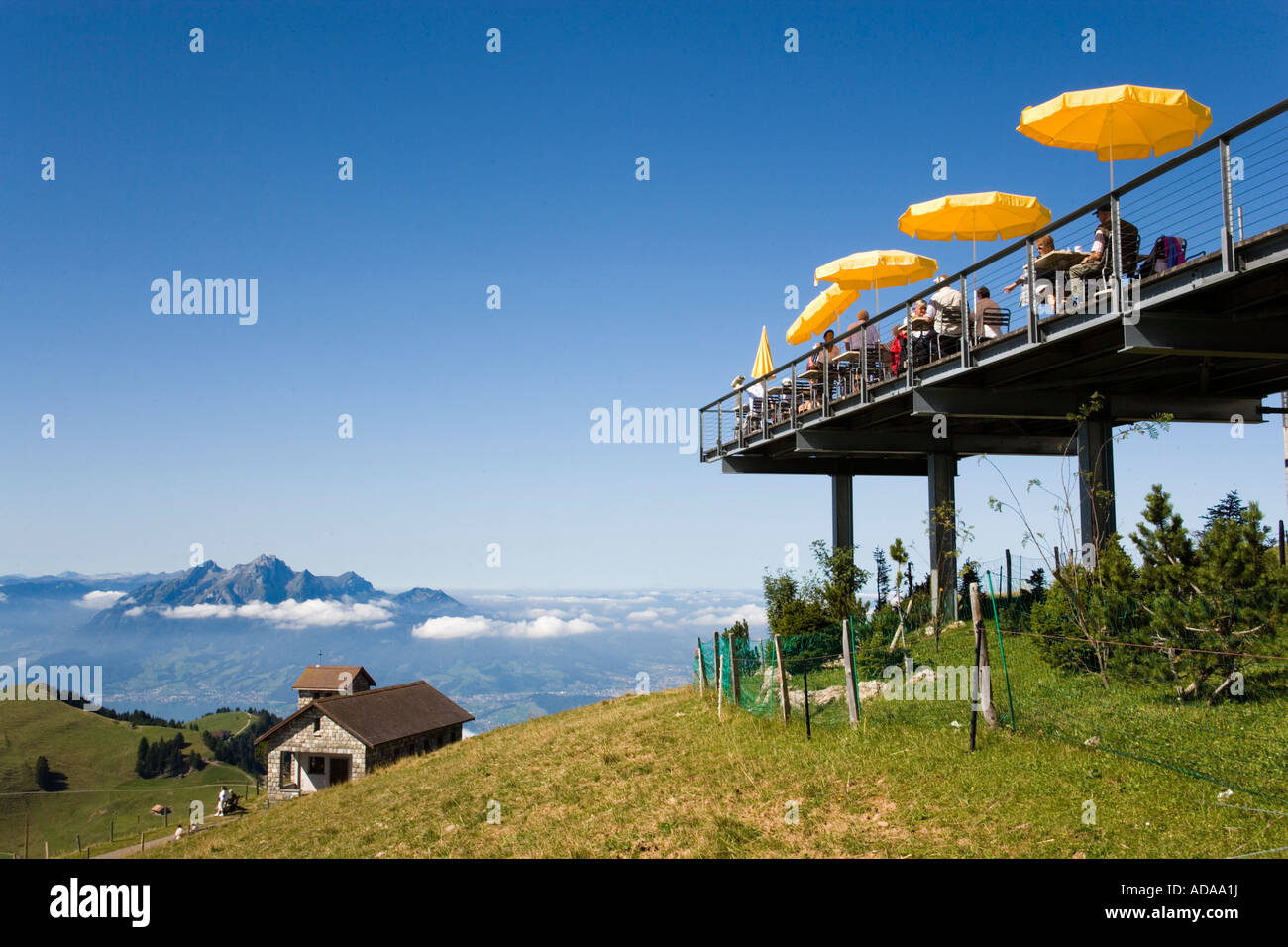 Terrace of Restaurant Hotel Rigi Kulm mount Pilatus 2132 m in ...