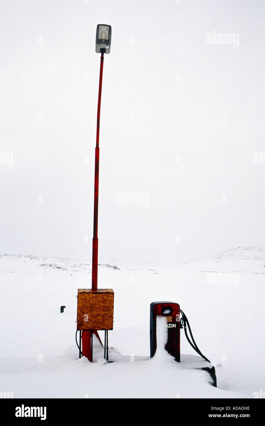 patrol station in the snow, Greenland Stock Photo