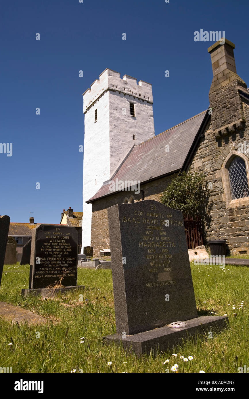 Wales Carmarthenshire Llansaint St Isfaels Welsh language Church Stock Photo