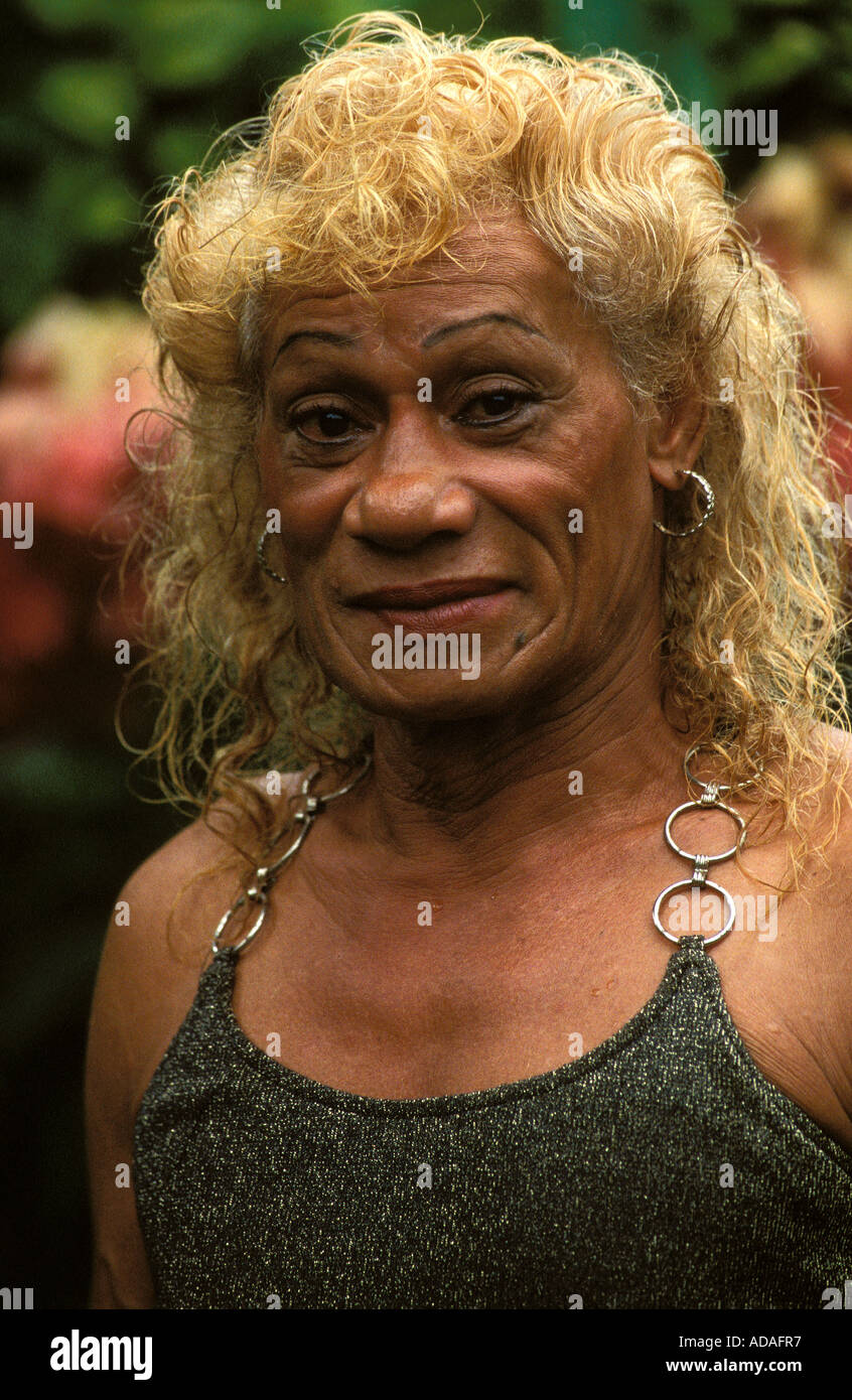 Samoa portrait of a fa afine a Samoan transvestite Stock Photo