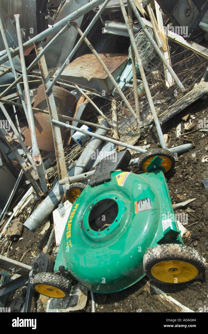 Scrap metal pile at a recycling center Stock Photo
