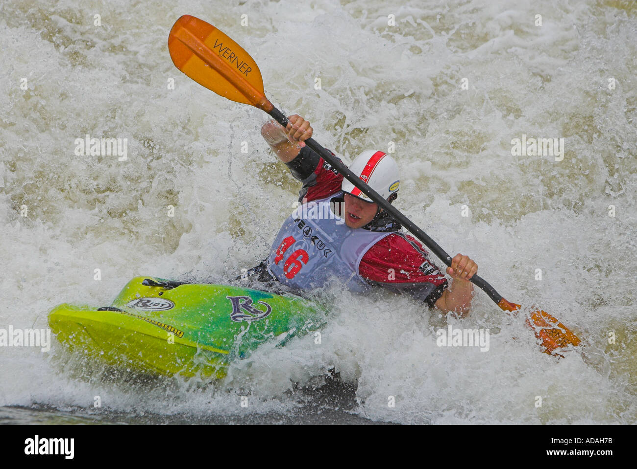Competitor at the Eurocup Freestyle Kayak Competition Nottingham July 2005 Stock Photo