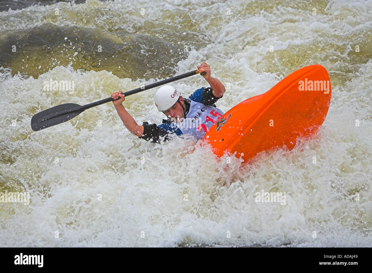 Competitor at the Eurocup Freestyle Kayak Competition Nottingham July 2005 Stock Photo