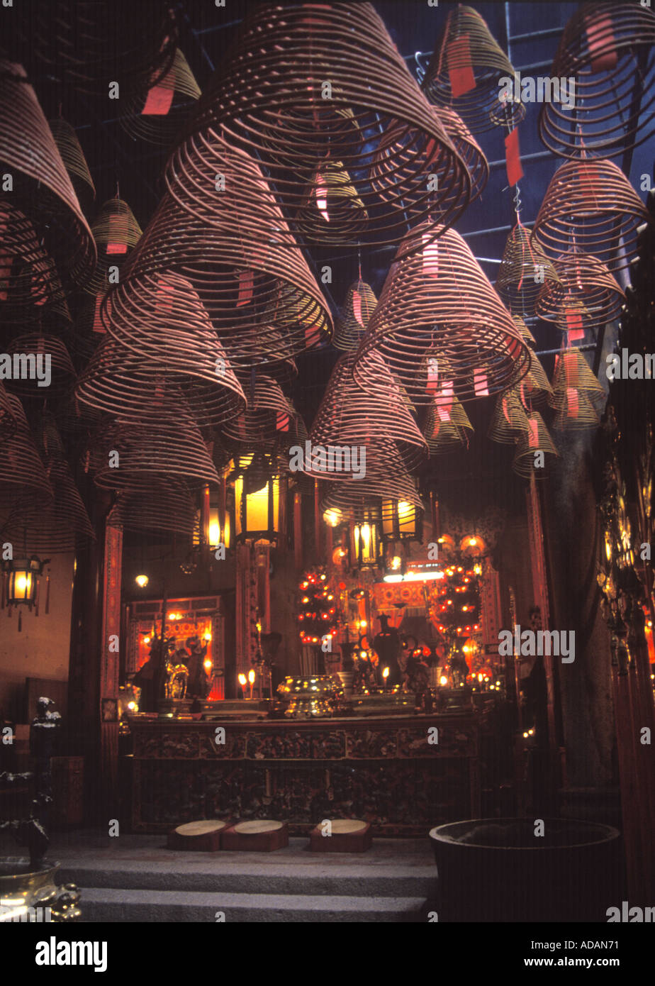 Prayer Coils, Inside Buddhist Temple of Six Banyan Trees, Guangzhou China Stock Photo