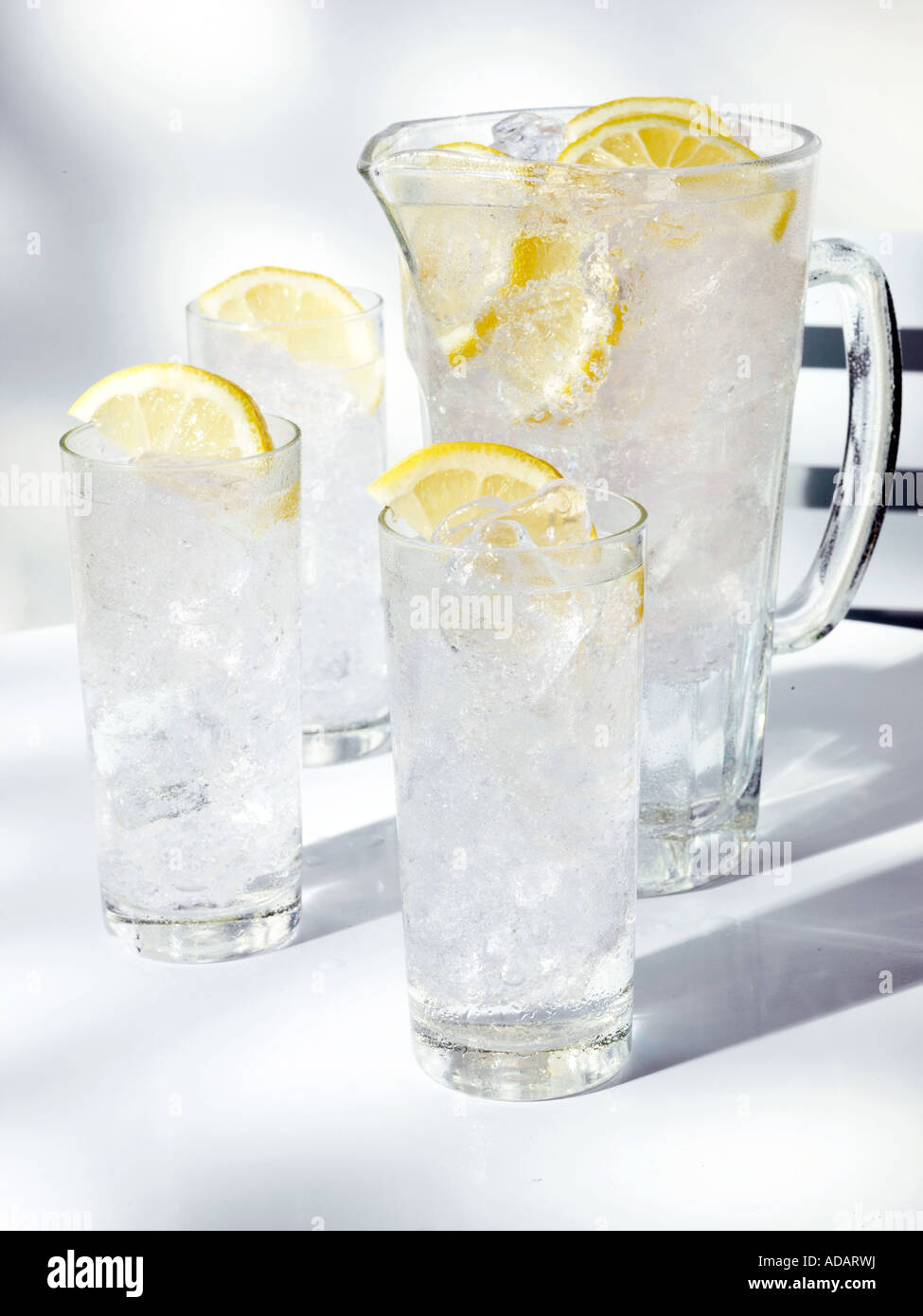 ICED WATER WITH LEMON Stock Photo Alamy