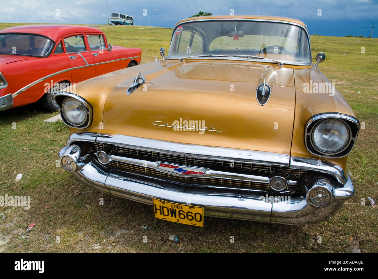 Vintage Car Cuba - Classic American cars in Varadero, Matanzas, Cuba. Stock Photo