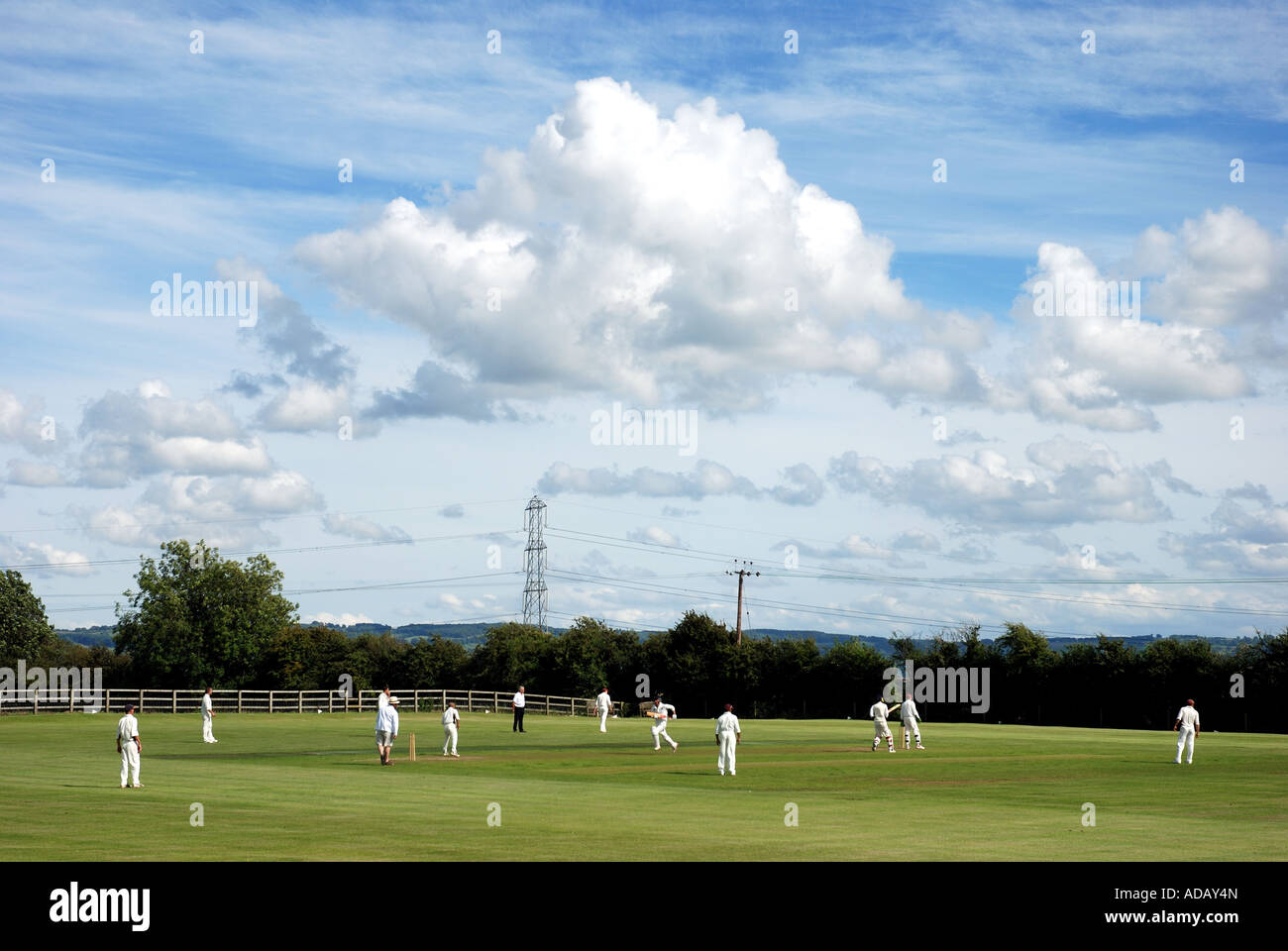 Village cricket at Ashton under Hill, Worcestershire, England, UK Stock