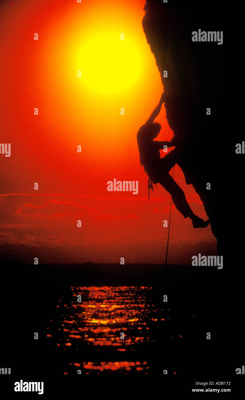 Pat Littlejohn rock climbing Mewslade Gower Wales UK Stock Photo Alamy