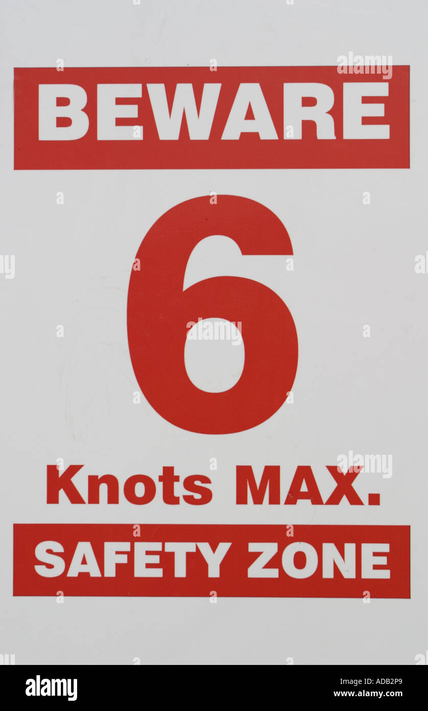 Marine boating speed sign maximum 6 knots speed limit Stock Photo Alamy