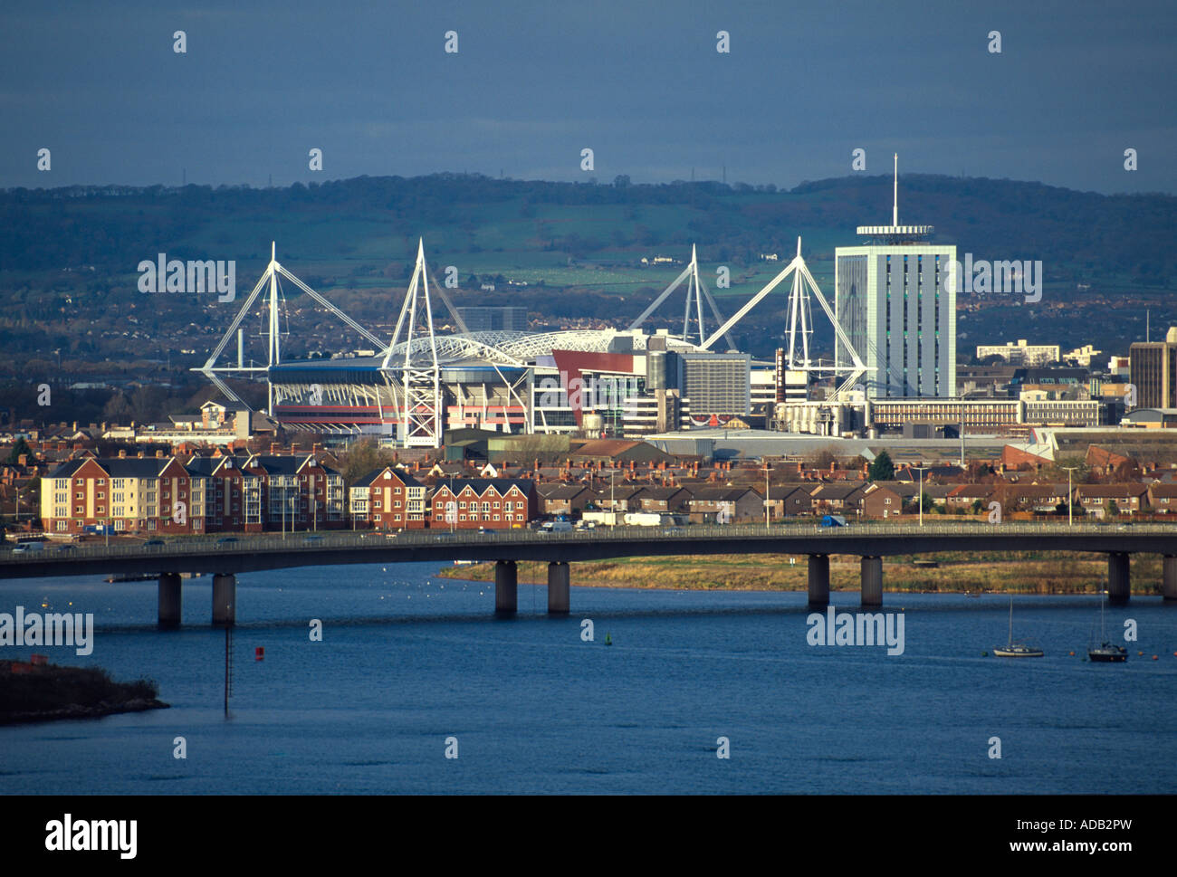 cardiff millenium rugby football stadium cardiff across cardiff bay