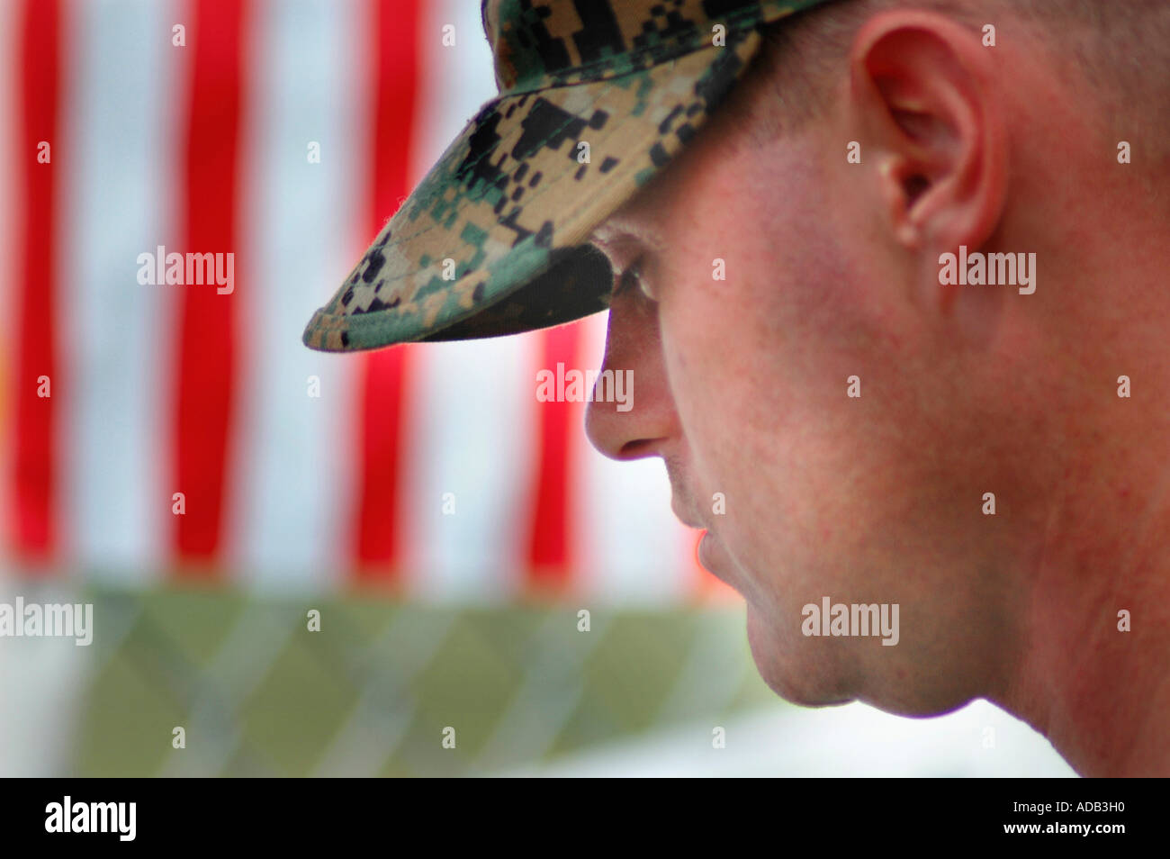 Friends and family grieving at memorial for 14 Marines Killed in Iraq by IED all from Ohio reserve unit in Brook Park Stock Photo