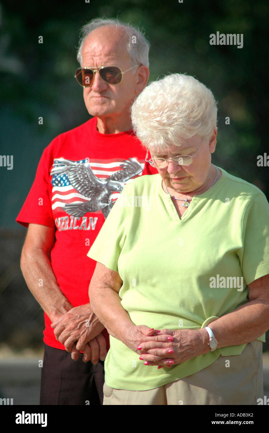 Friends and family grieving at memorial for 14 Marines Killed in Iraq by IED all from Ohio reserve unit in Brook Park Ohio Stock Photo