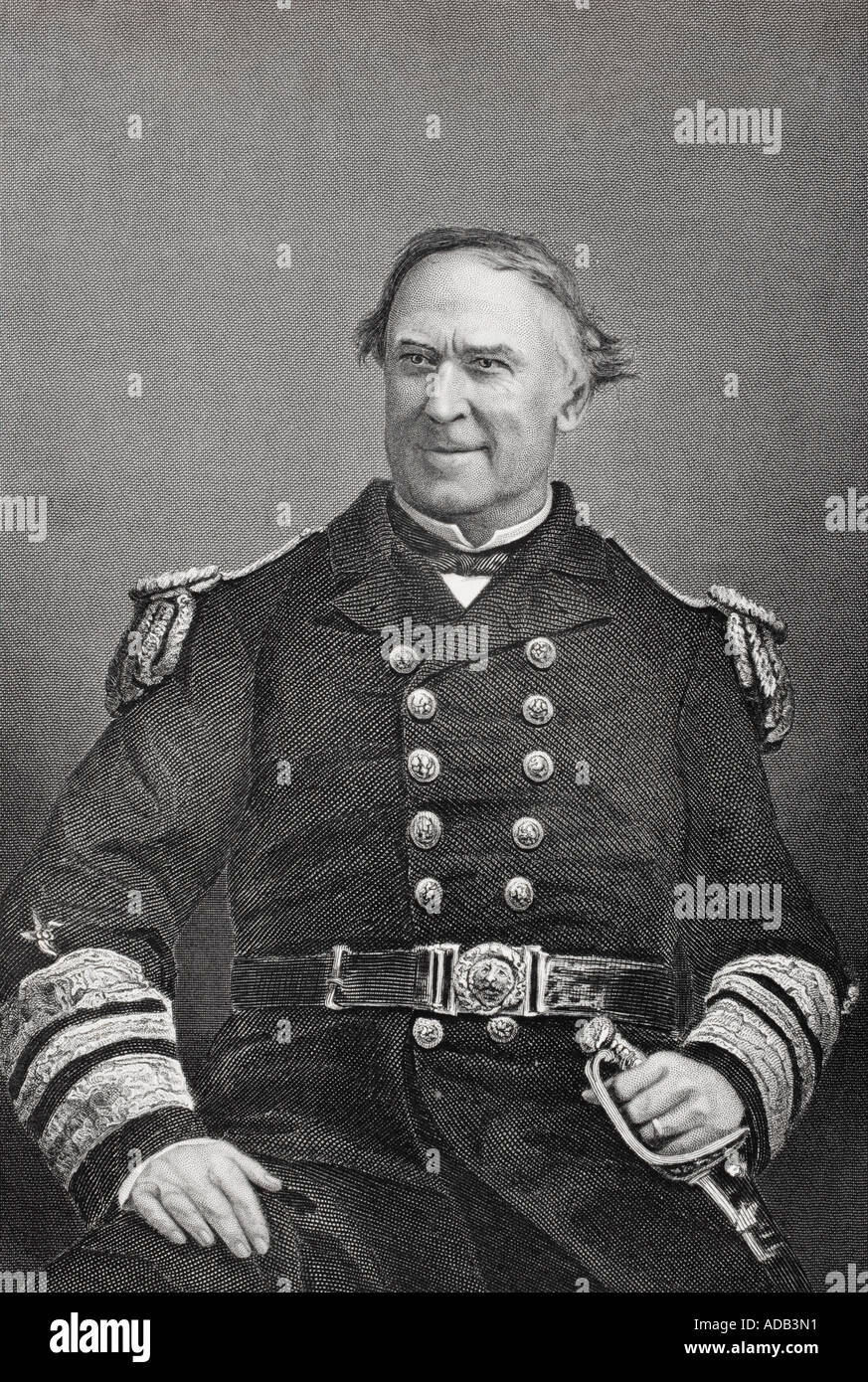 David Glascoe Farragut, 1801 - 1870. American admiral on Union side during Civil War. From the last photograph taken of him. Stock Photo