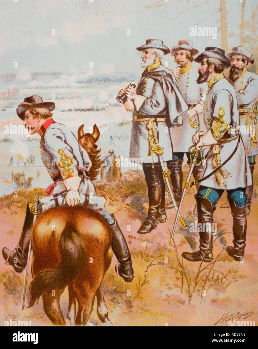 General Robert E Lee at the Battle of Fredericksburg, December 13 1862.  Artist H A Ogden Stock Photo