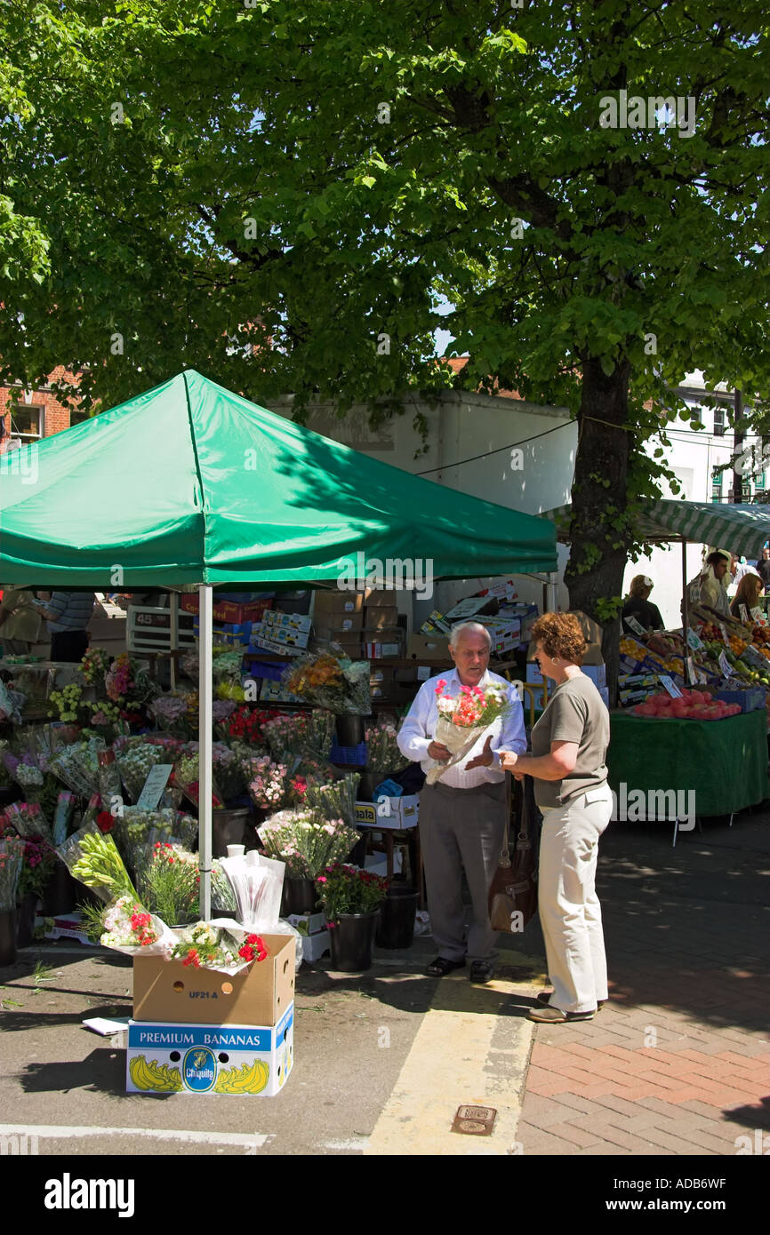Flower stall in Salisbury market Wiltshire England Stock Photo Alamy