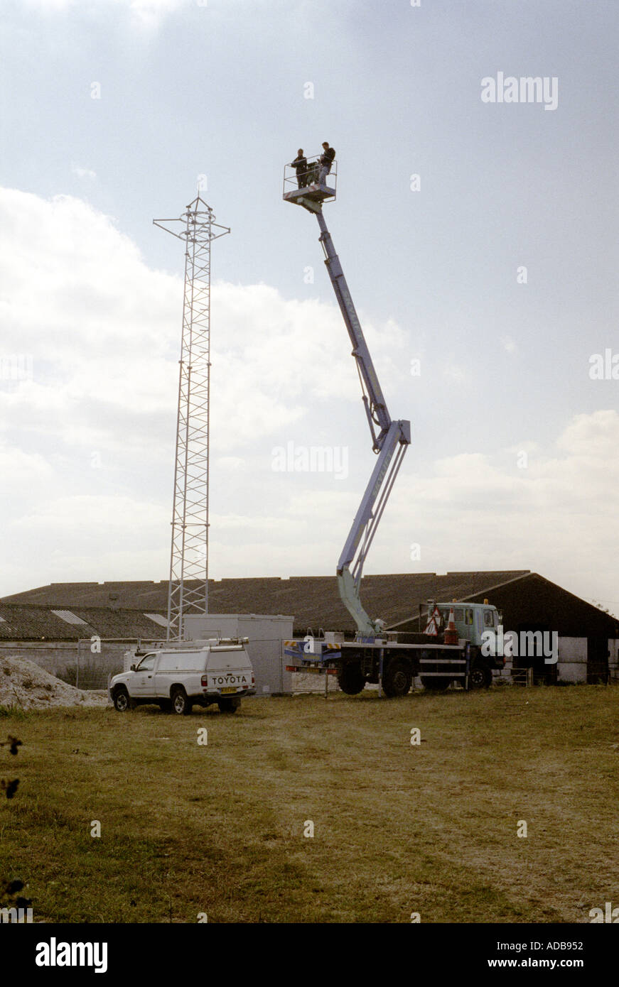 Installation of a mobile phone repeater station Stock Photo