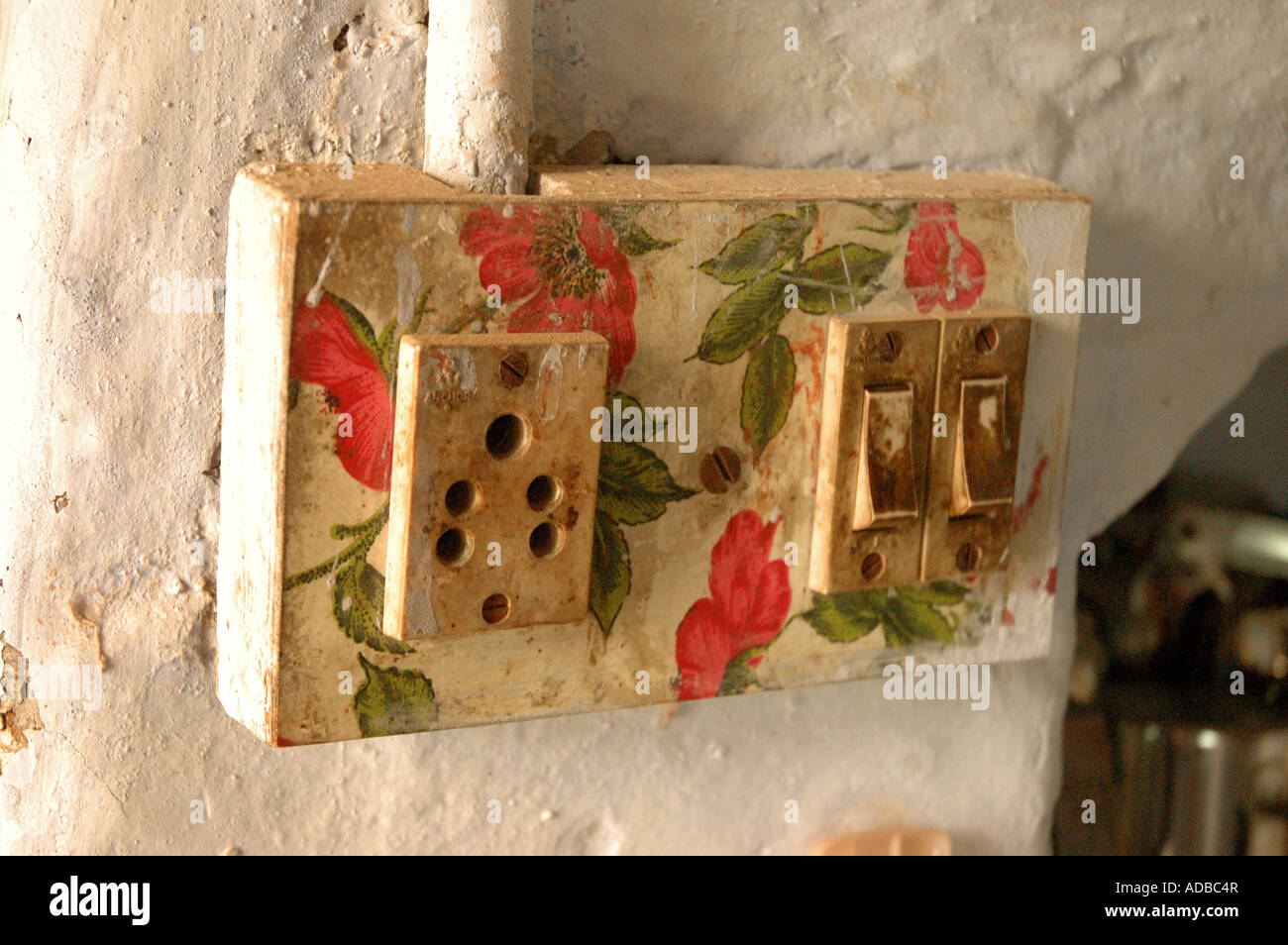 Painted plug socket in india Rajasthan Stock Photo Alamy