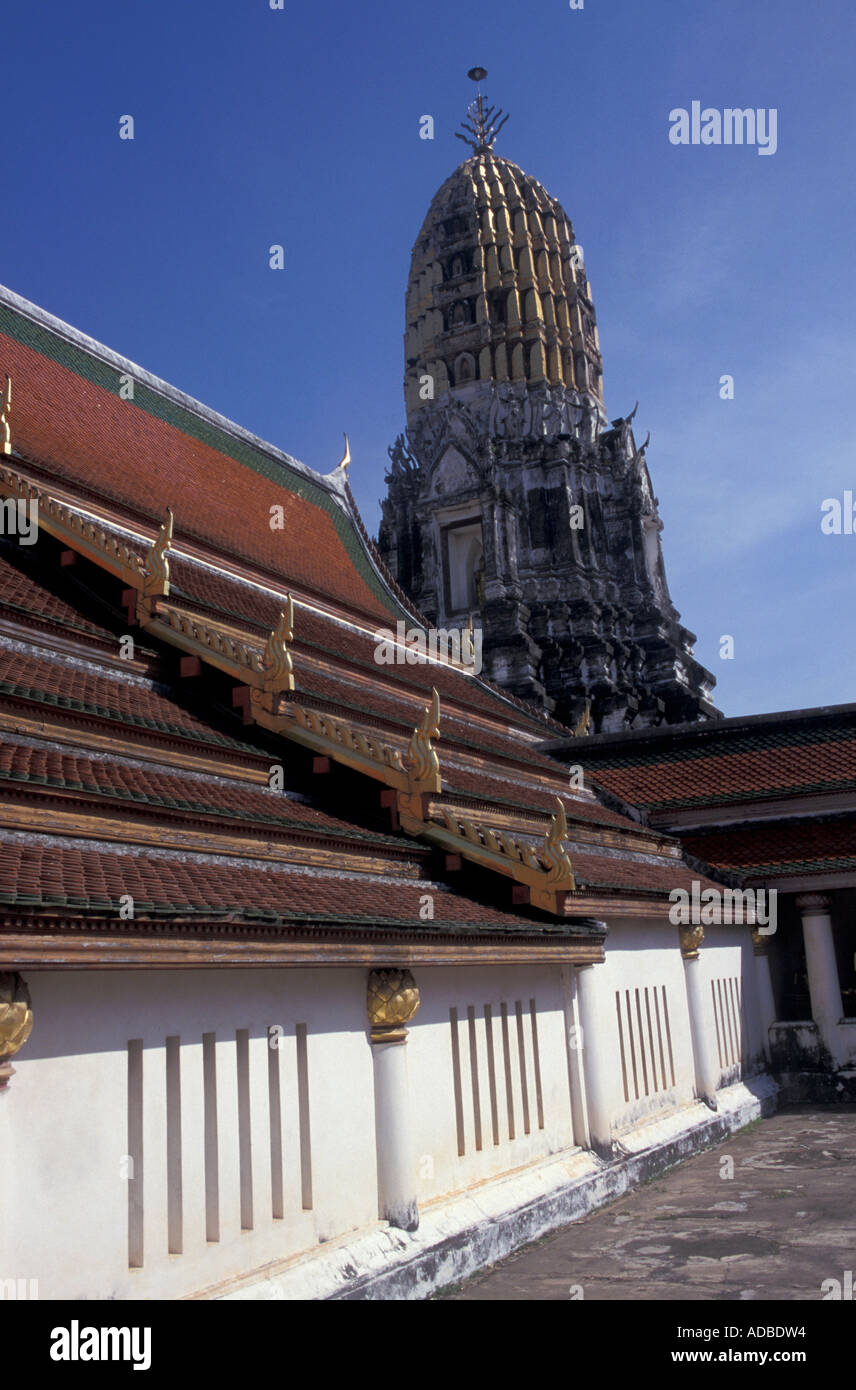 Temple roof and chedi at  Wat Yai Pitsanulok Thailand Phra Sri Ratana Mahathat Stock Photo