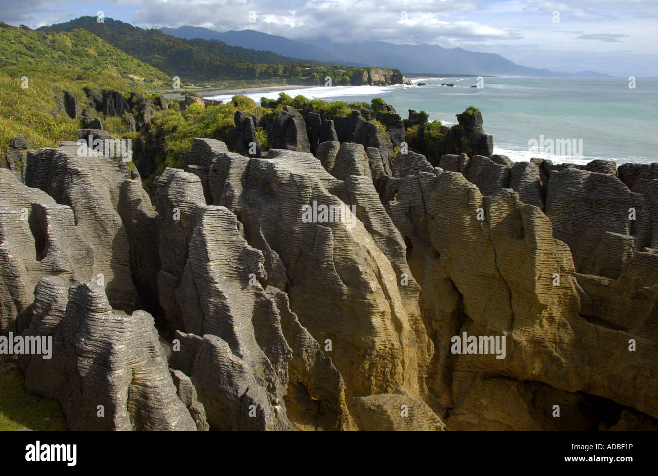Pancake Rocks Punakaiki South Island New Zealand Stock Photo