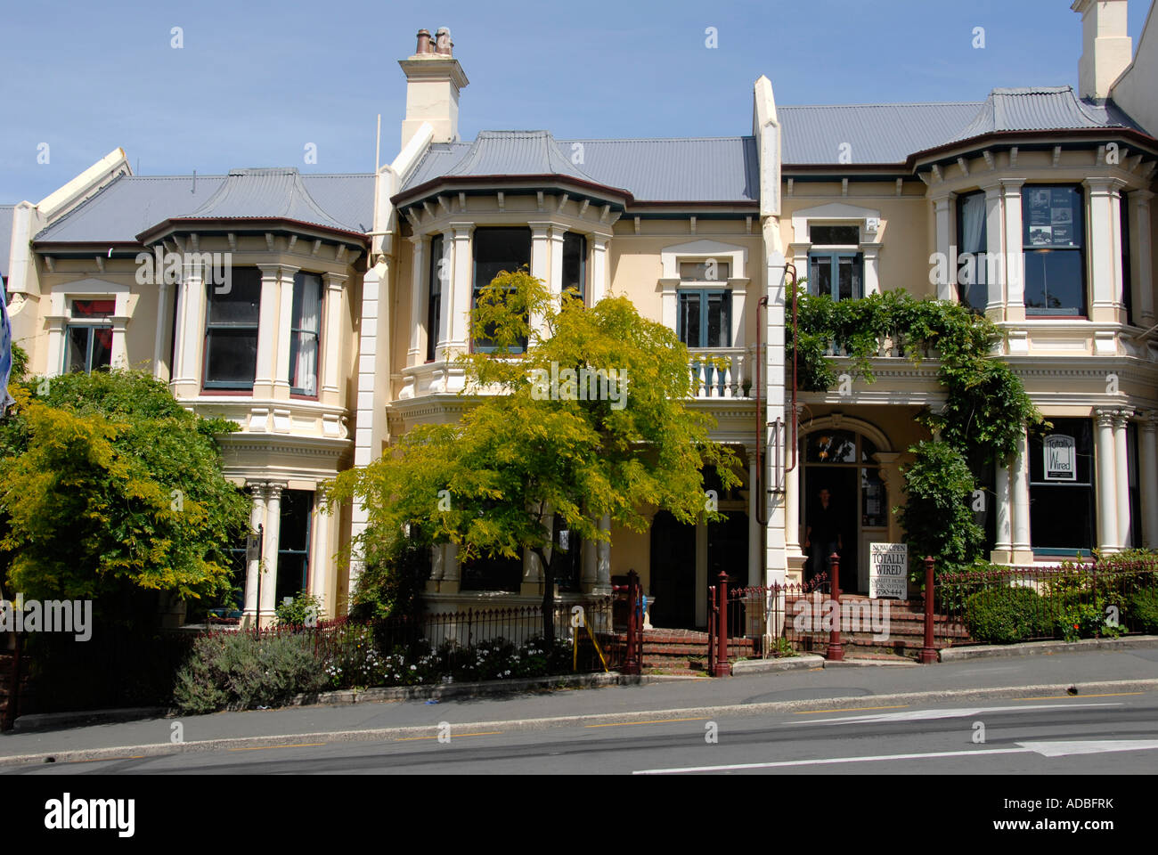 Terraced houses Upper Stuart Street Dunedin New Zealand Stock Photo