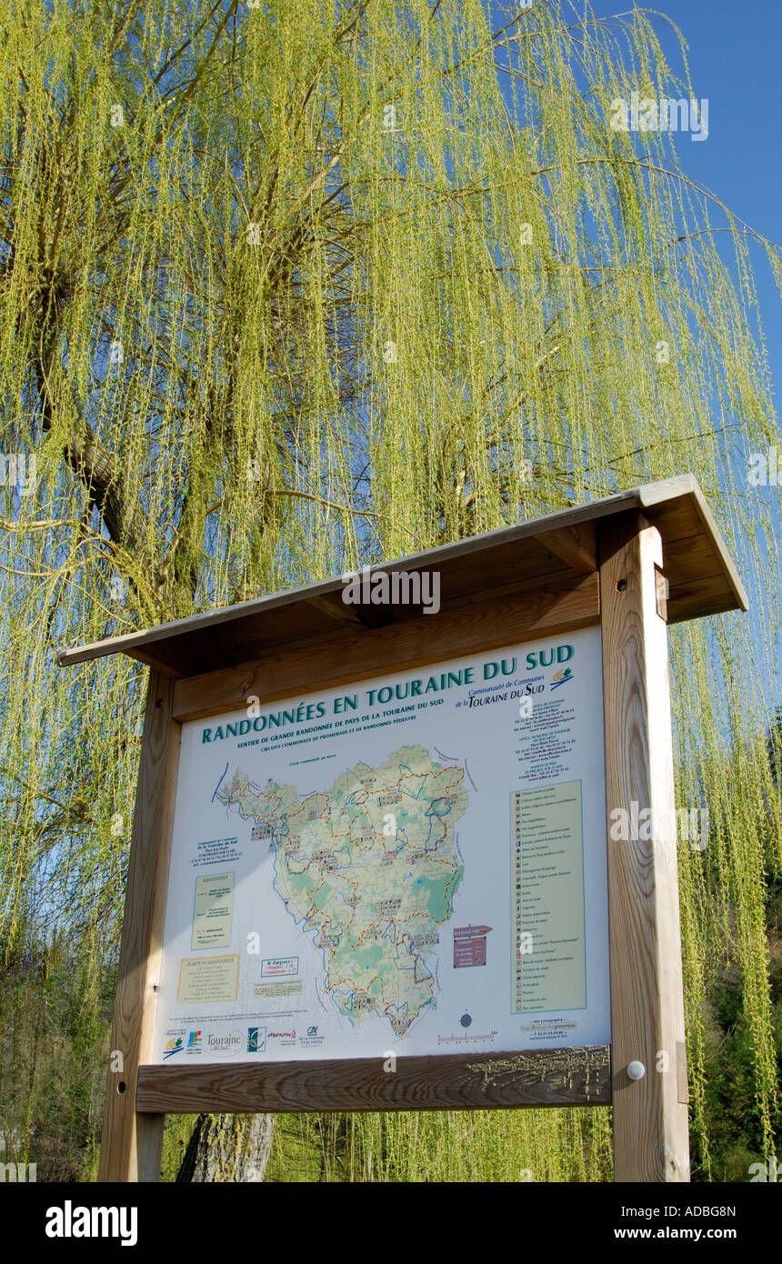Tourist walking map, sud-Touraine, France. Stock Photo