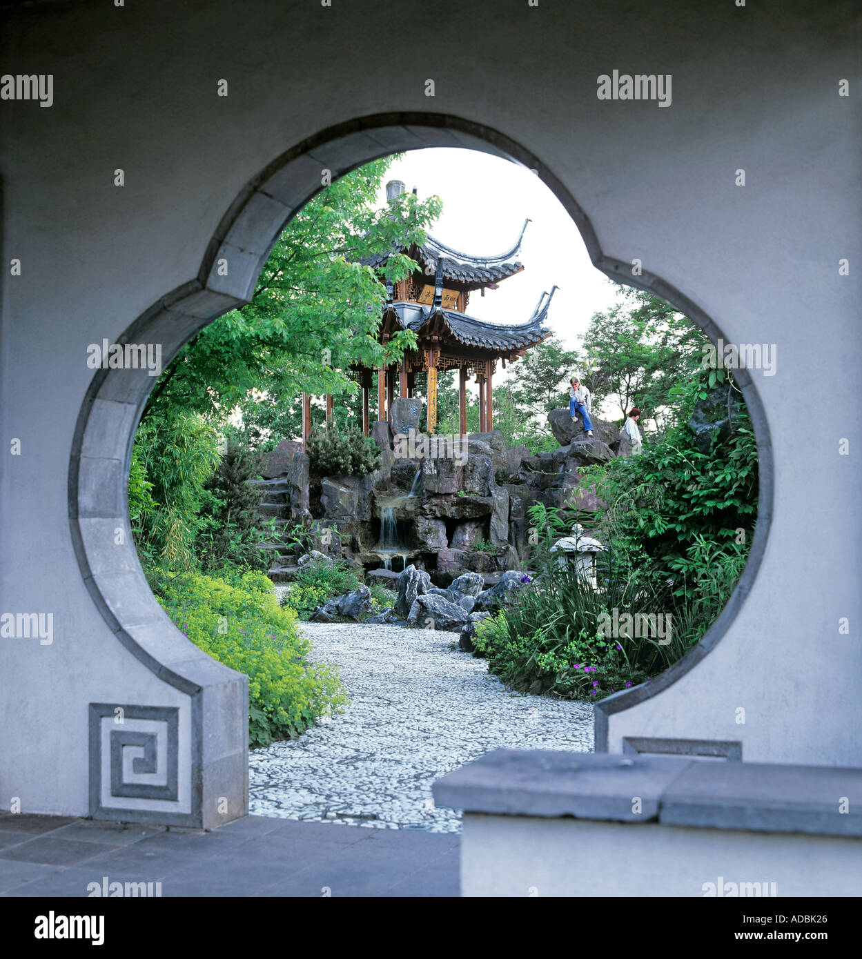 The entrance to the Chinese Garden, Stuttgart, Germany Stock Photo
