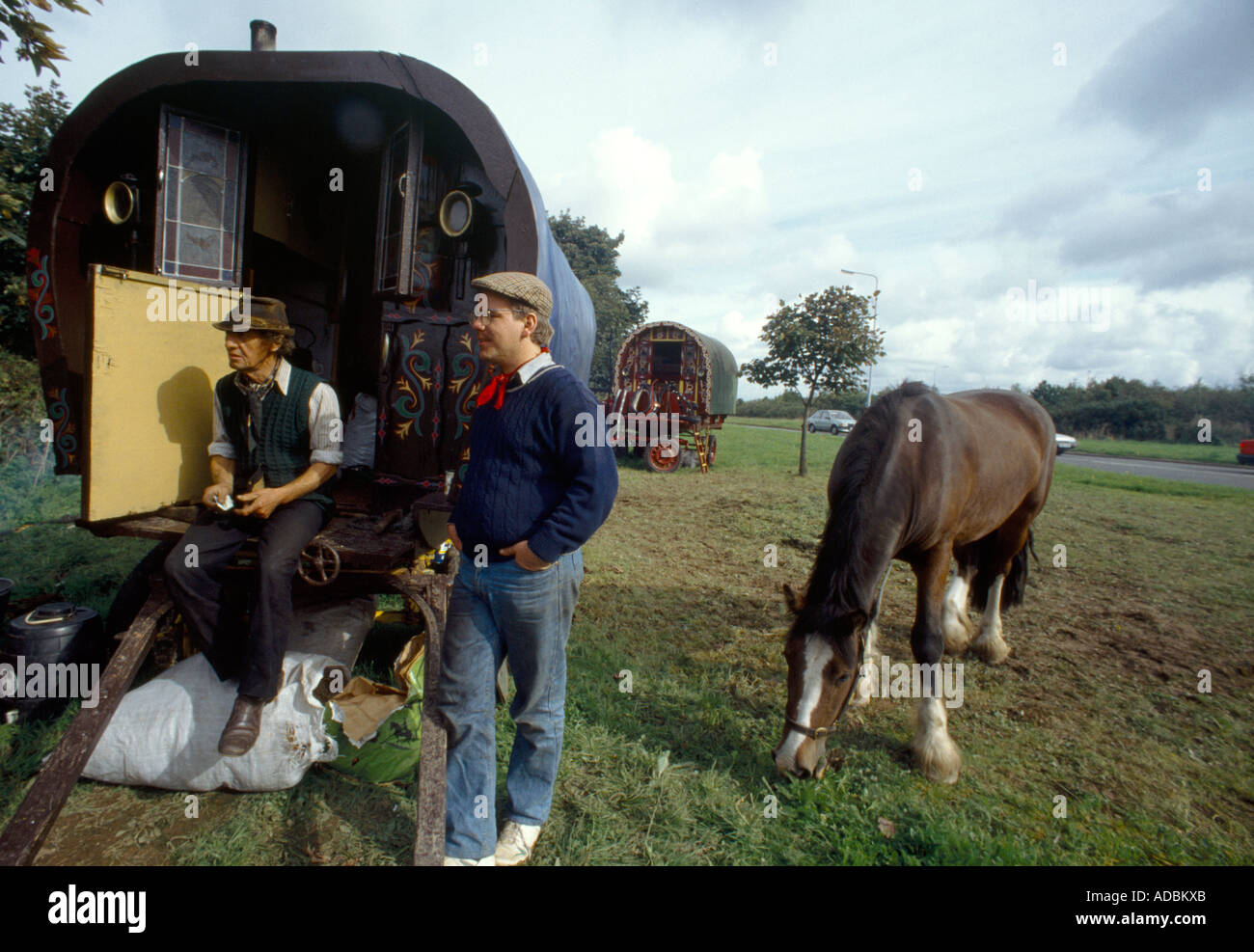 Gypsies / New Age Travellers Traditional Caravan Redruth Cornwall England Stock Photo
