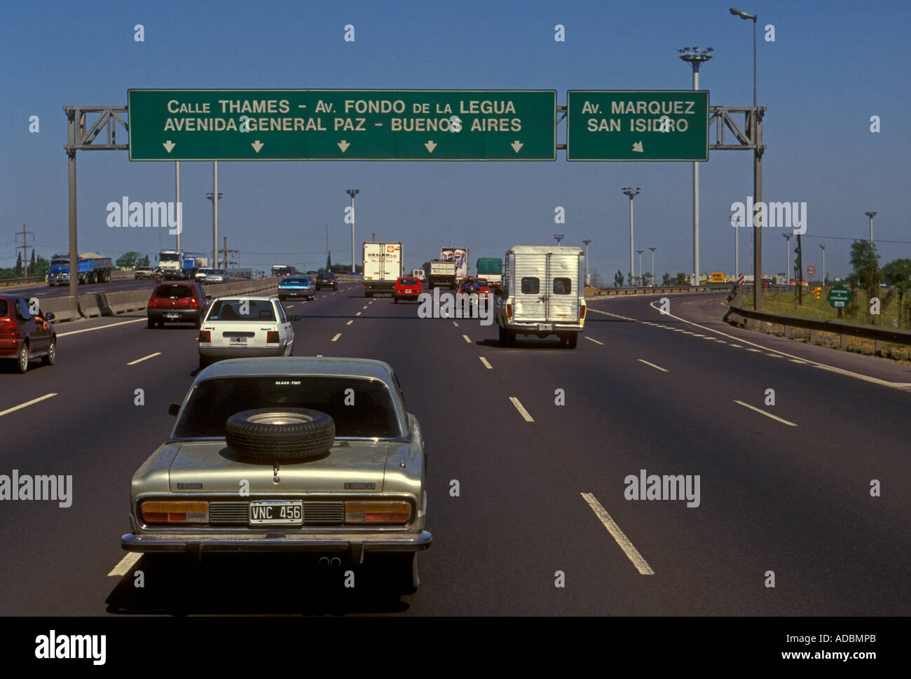 traffic on the Pan-American Highway, Pan-American Highway, north of Buenos Aires, Buenos Aires Province, Argentina, South America