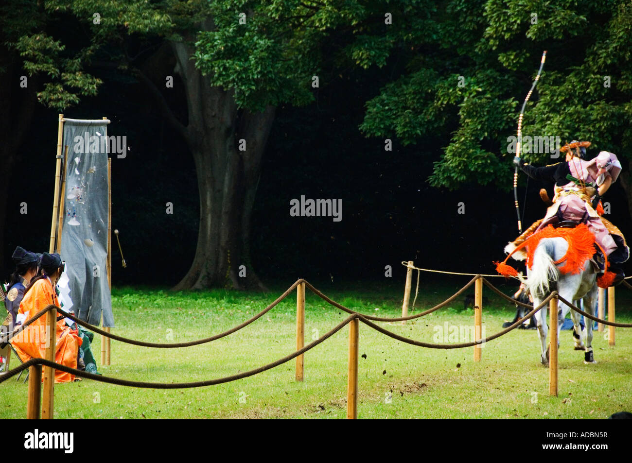 Japan Honshu Island Tokyo Horse Back Archery Yabusame Competition Stock
