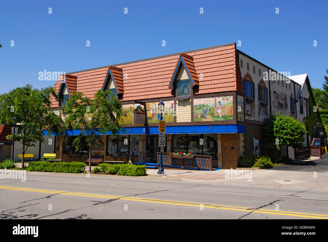 Famous Woolen Mill at Historical Frankenmuth Michigan MI Stock Photo