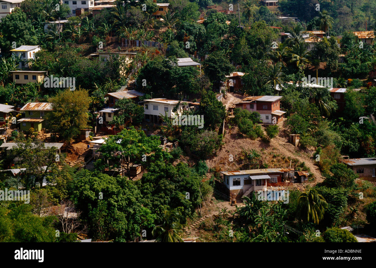 Port Of Spain Trinidad Houses On Hillside Stock Photo Alamy