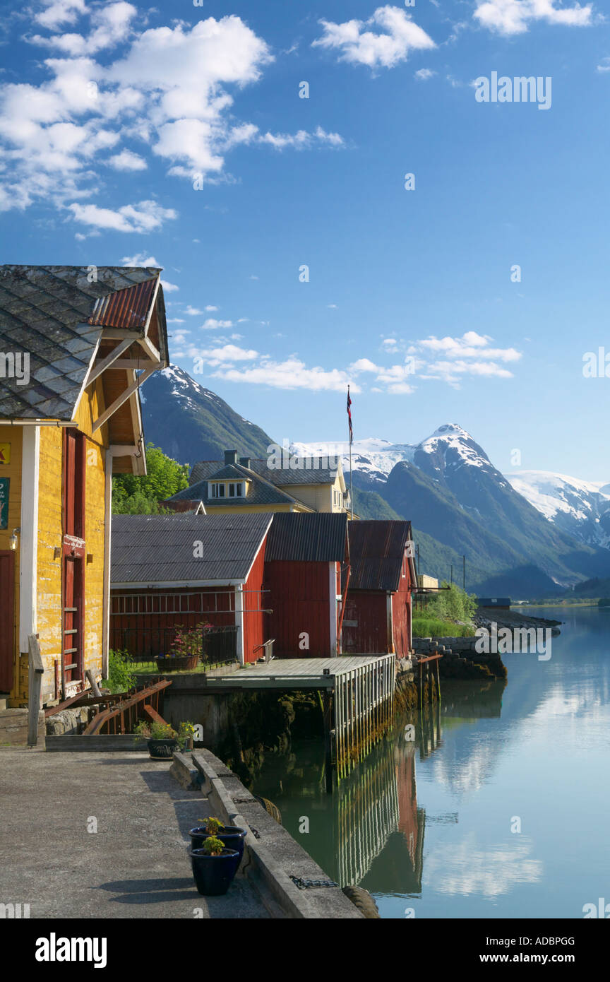 Fjaerland and Fjaerlandsfjorden Sogndal Sogn og Fjordane Norway Stock