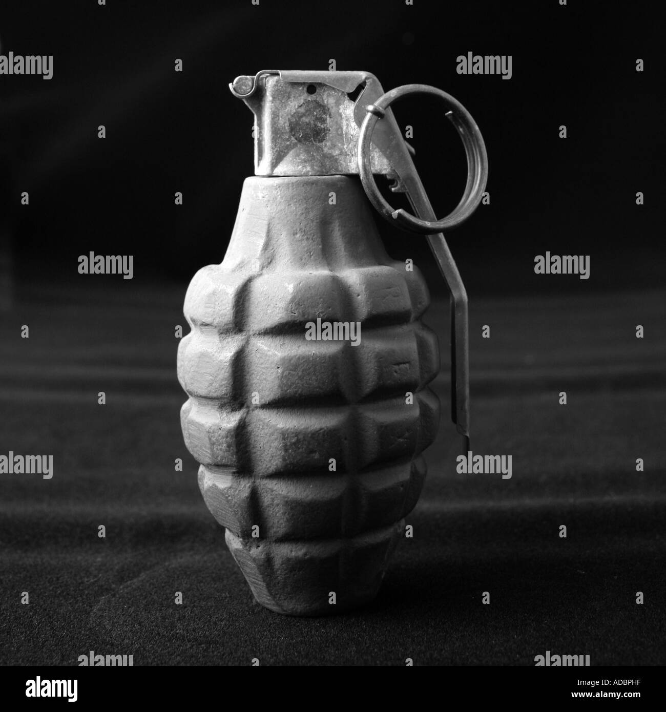 A simple Hand Grenade pineapple style on black background Stock Photo
